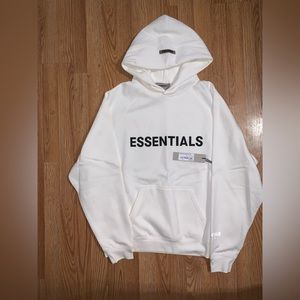 New Essentials Fear of God White Reflective sleeve Hoodie
